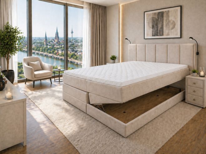 Boxspringbett 140x200 mit Bettkasten Fortuna